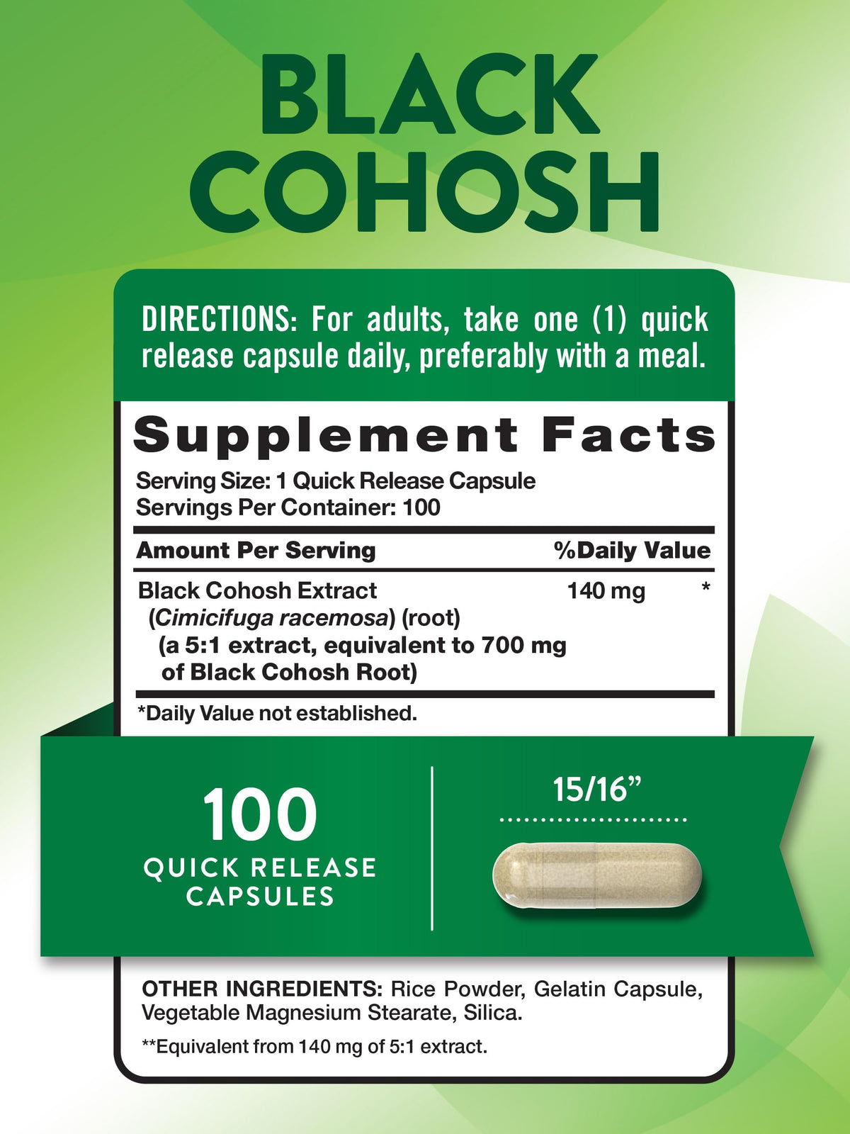 Nature's Truth Black Cohosh Root Extract - 100 Capsules - image 2