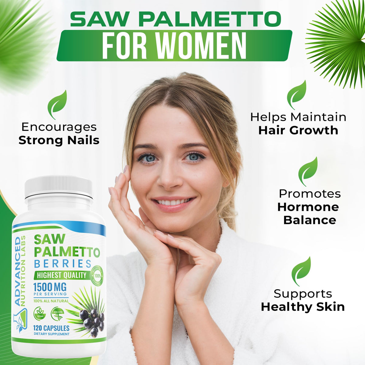 Advanced Nutrition Labs Saw Palmetto 1500 mg - 120 Vegan Capsules - image 4