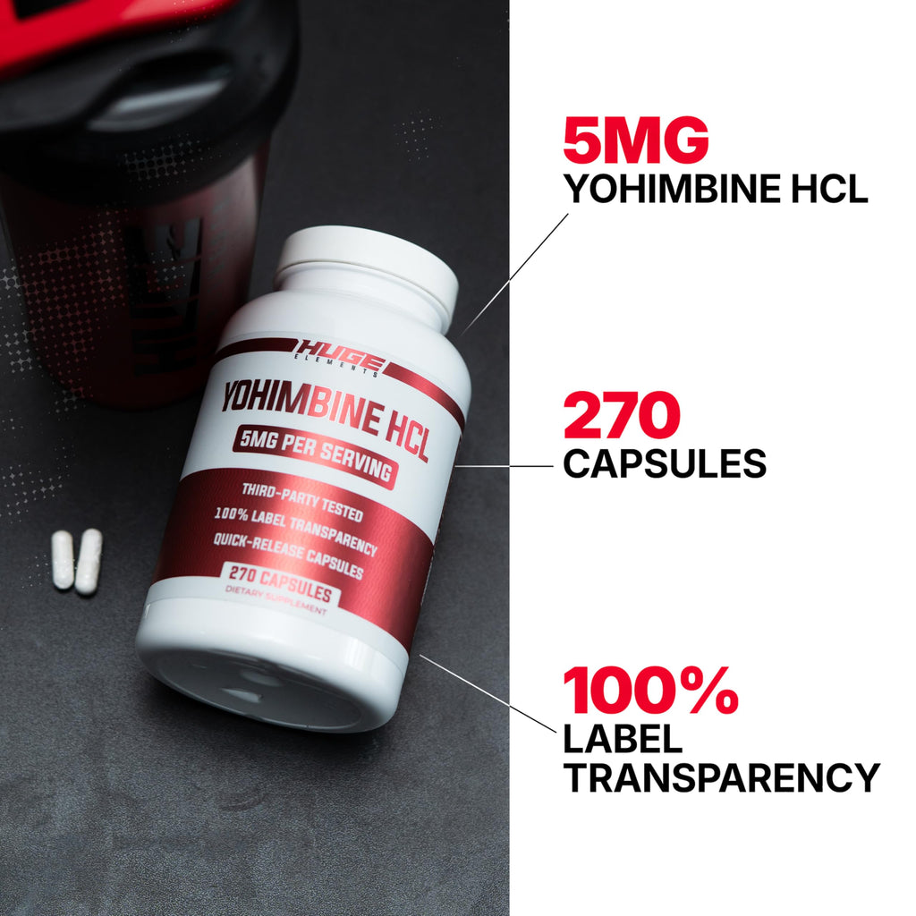 Huge Supplements Yohimbine HCl 5mg Energy Support - 270 Vegetarian Capsules - image 2