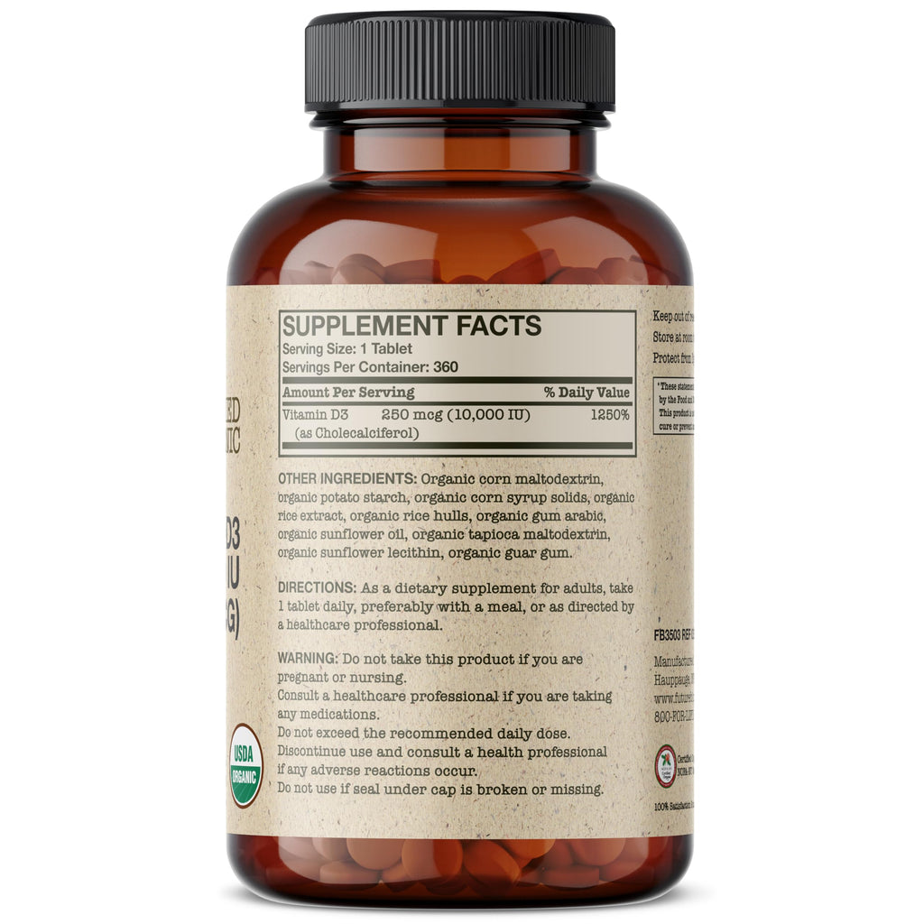 Futurebiotics Vitamin D3 10,000 IU Immune Support - 360 Tablets - image 2