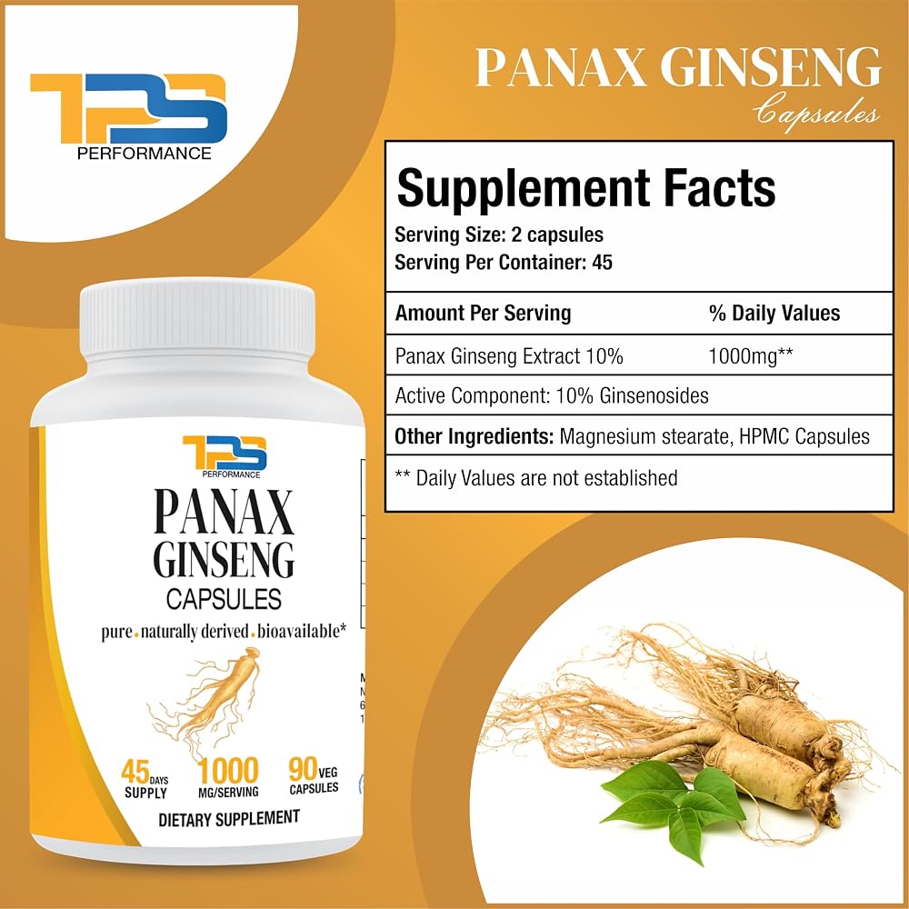 TPS PERFORMANCE Panax Ginseng Extra Strength 1000mg - 90 Capsules - image 2