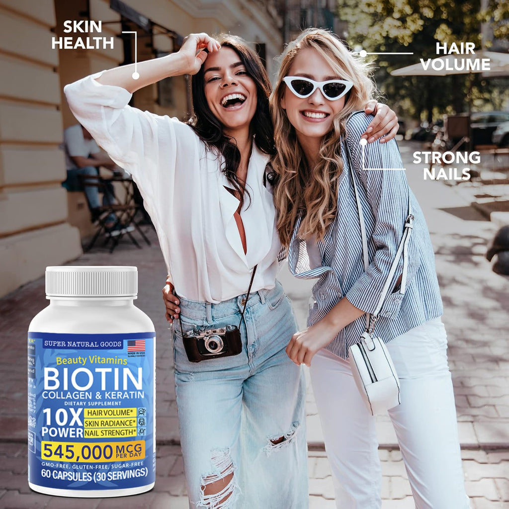 Super Natural Goods Biotin Collagen Keratin Vitamins - 120 Capsules - image 2