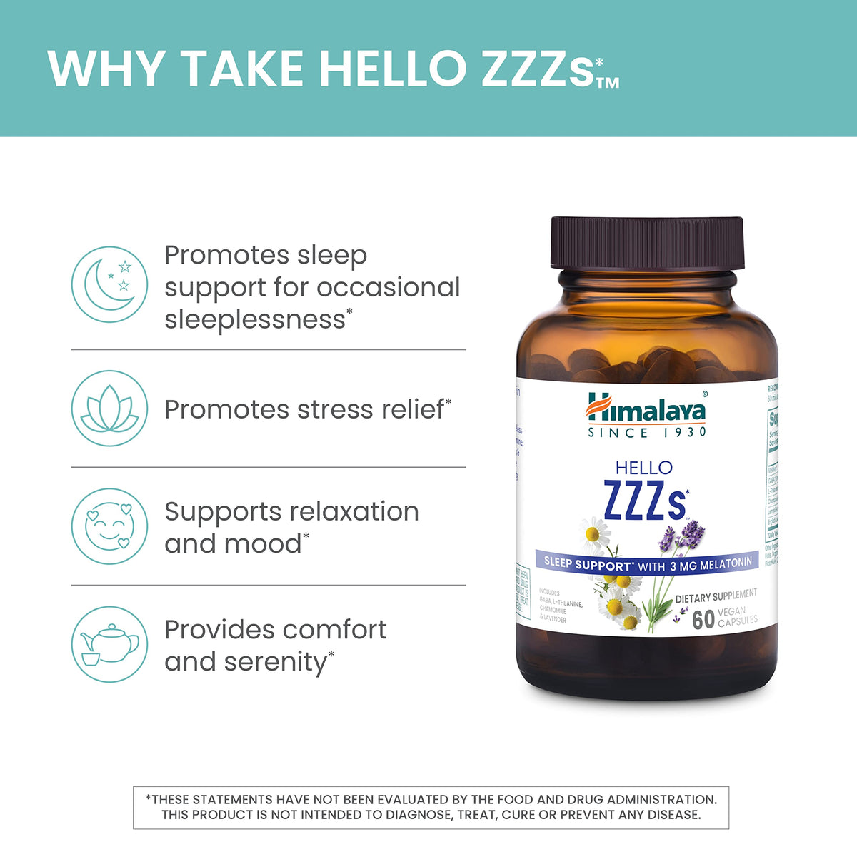 Himalaya Hello ZZZs Sleep Supplement with Melatonin - 60 Capsules - image 4