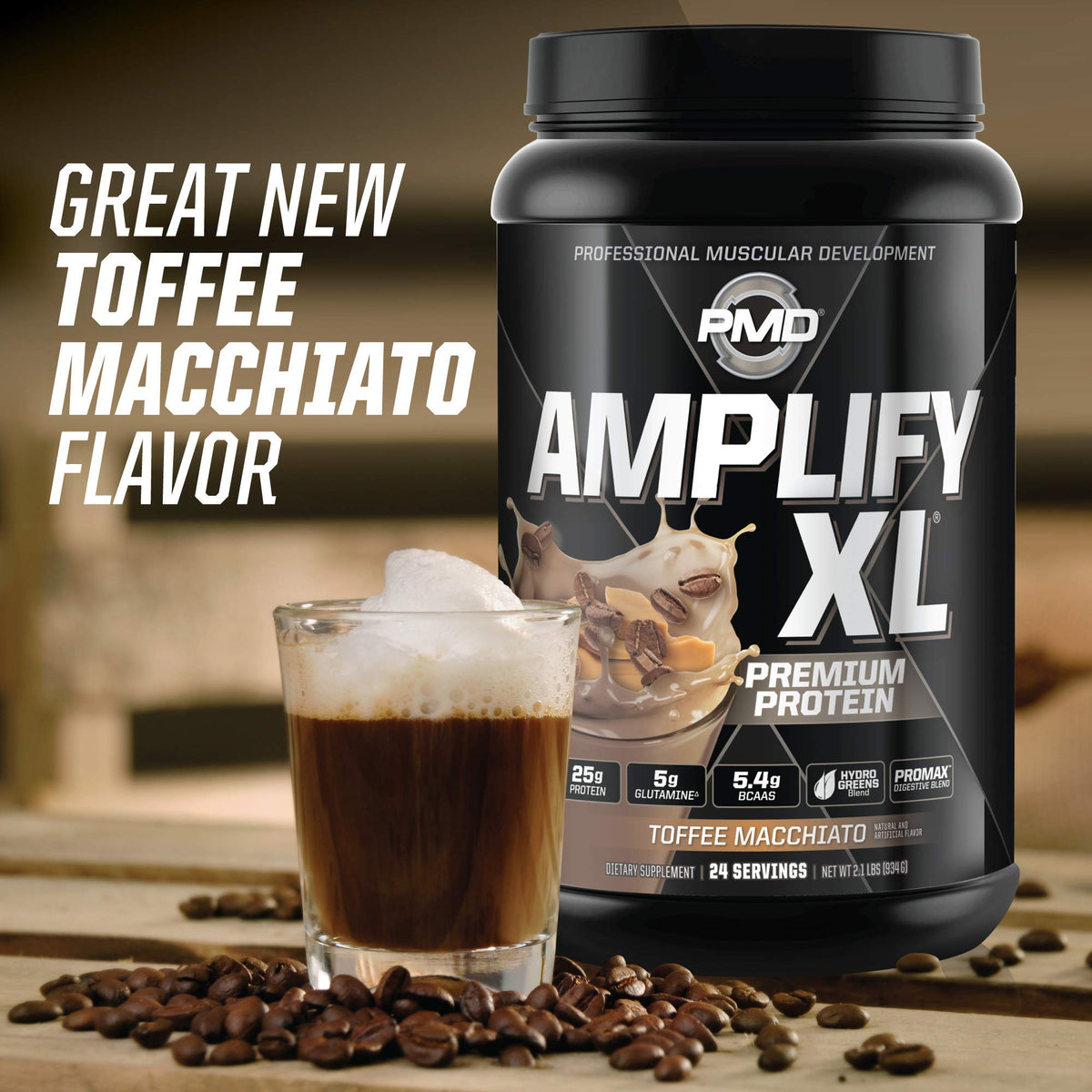 PMD Sports Amplify XL Whey Protein Hydro Greens Blend
