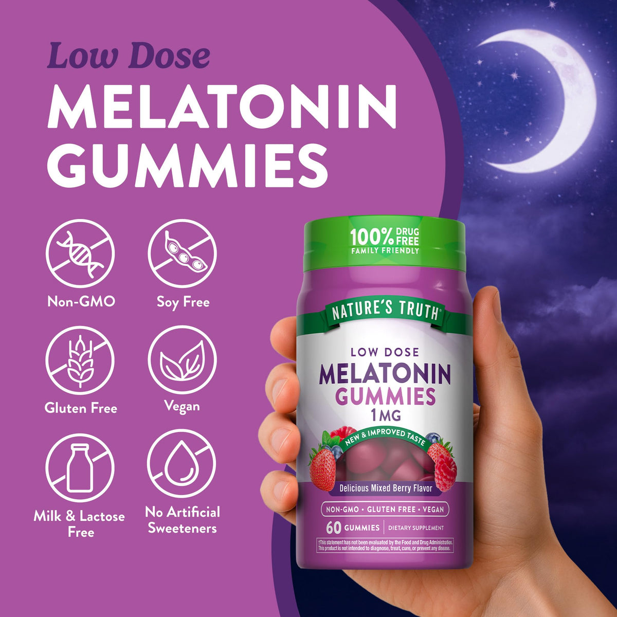 Nature's Truth Melatonin Gummies 1mg - 60 Count - image 3