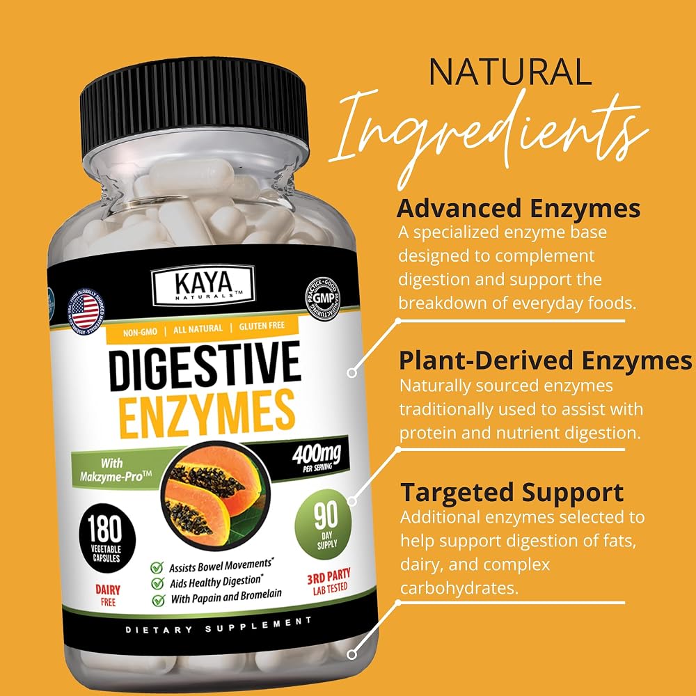 Kaya Naturals Digestive Enzymes with Probiotics - 180 Capsules - image 5