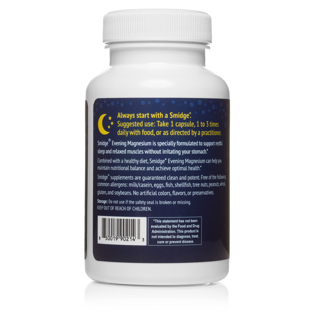 Smidge Evening Magnesium Glycinate Capsules for Rest - 60 Count - image 2