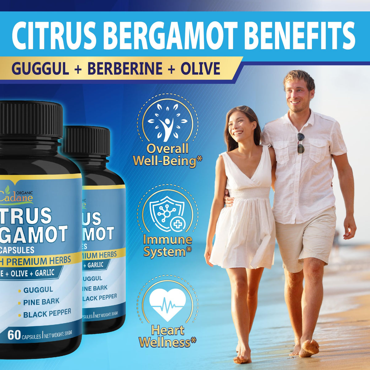 Organic Cadane Citrus Bergamot Extract Capsules - 120 Count - image 4