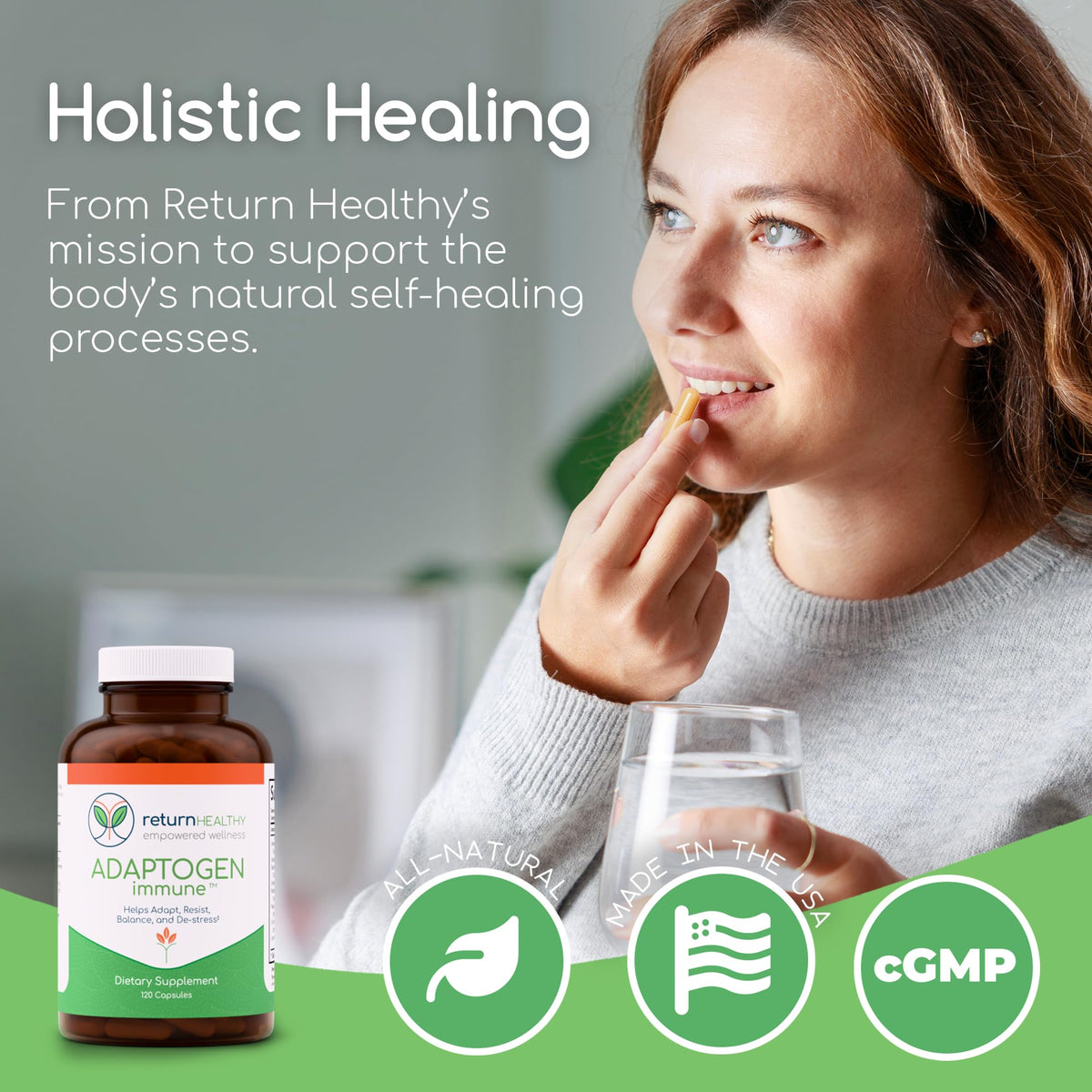 Return Healthy Adaptogen Immune Ashwagandha Supplement - 120 Capsules - image 5