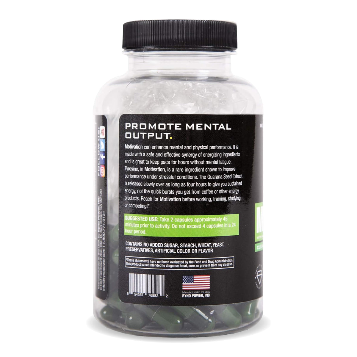 Ryno Power Motivation Pre-Workout Focus Energy Supplement - 60 Capsules - image 3