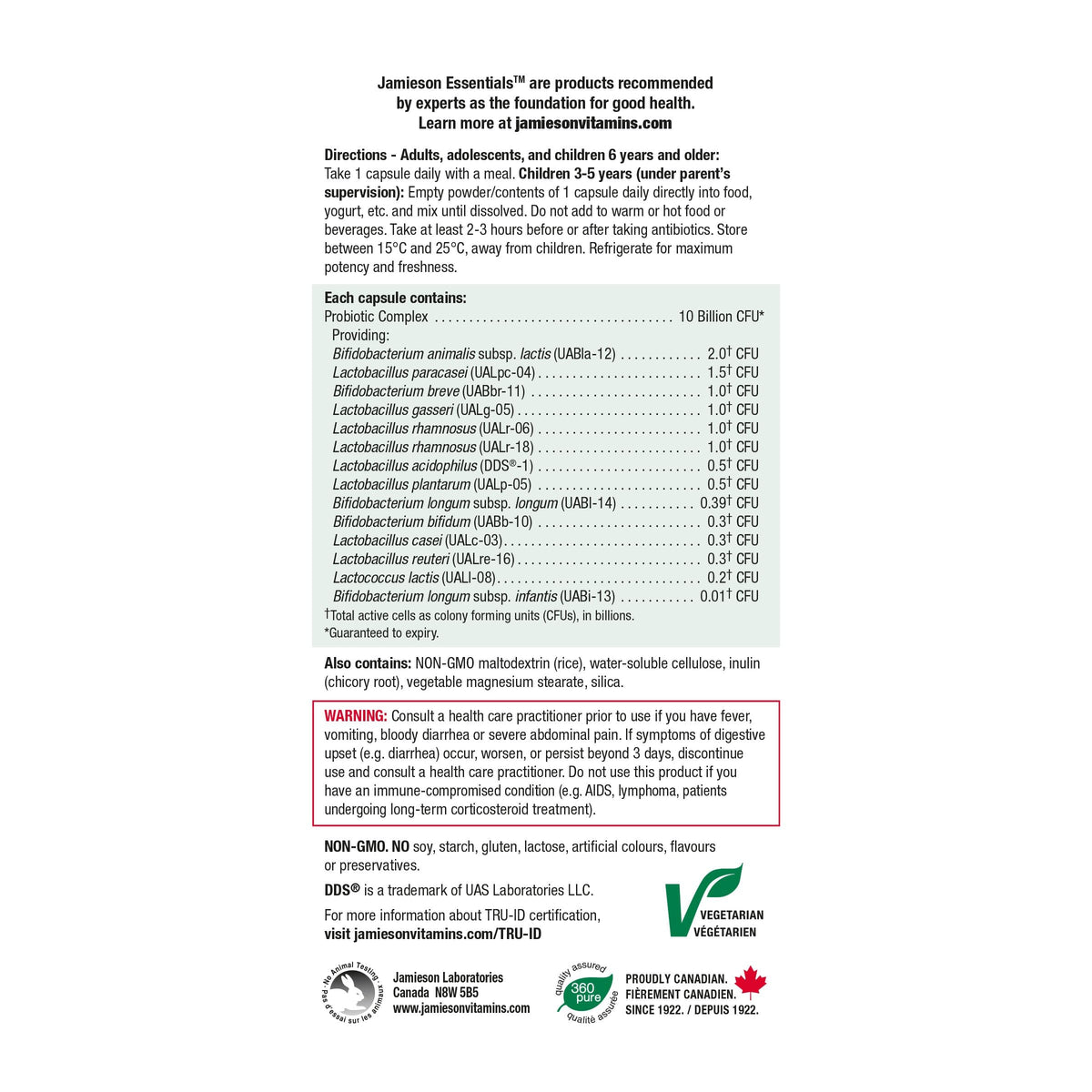 Jamieson 10 Billion Probiotic - 60 Vegetarian Capsules - image 5