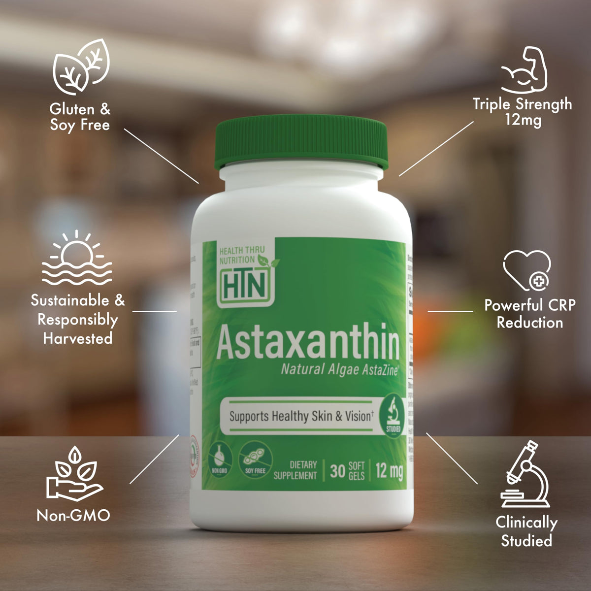 Health Thru Nutrition Astaxanthin Triple Strength 12mg Supplement