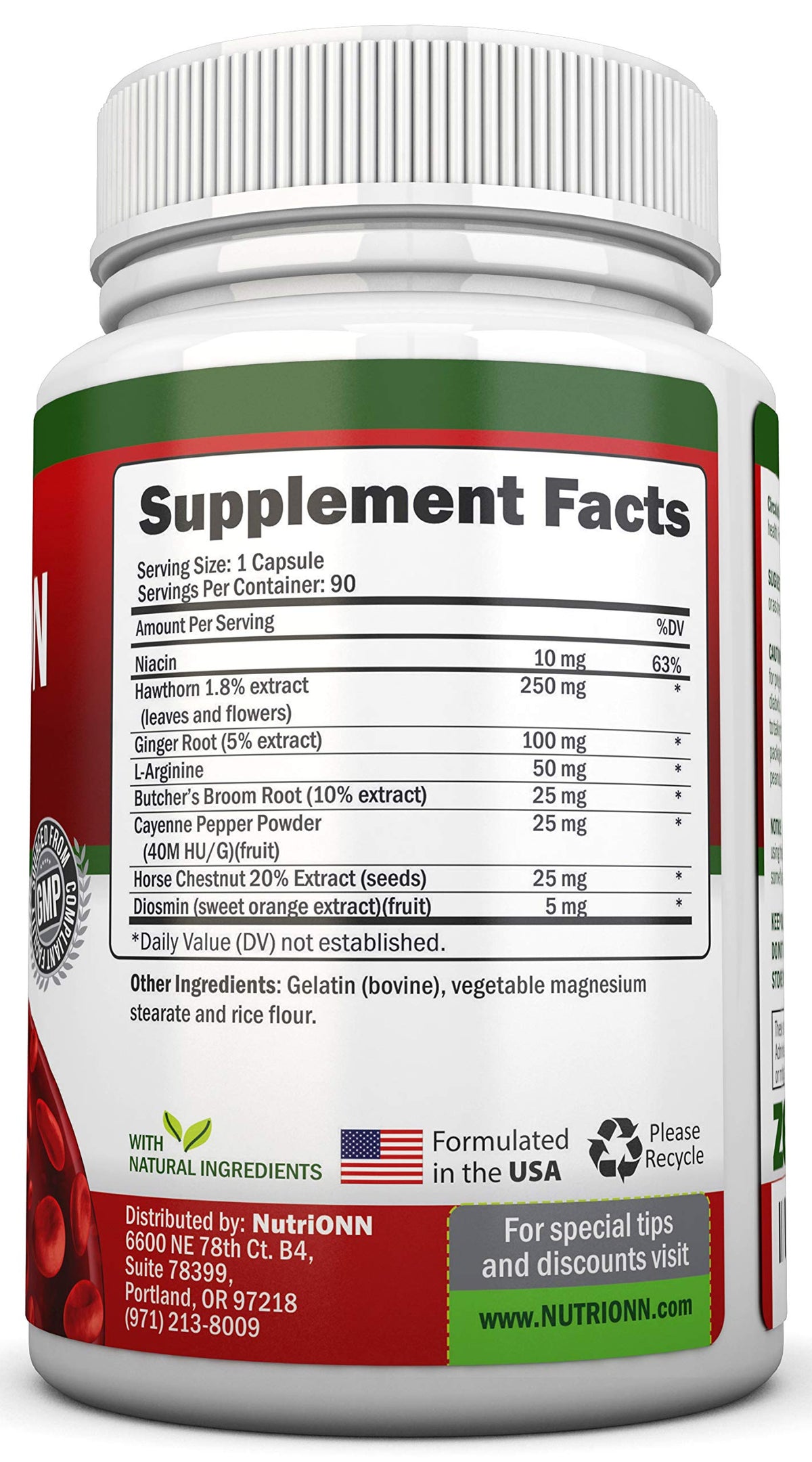 NutriONN Blood Circulation Support Herbal Supplement - 90 Capsules - image 2