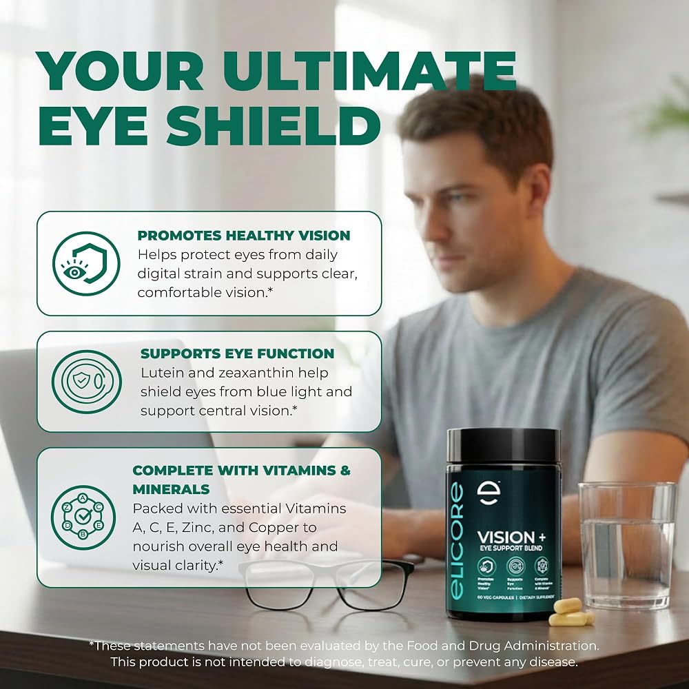 ELICORE Premium Eye Vitamins 200 mg Lutein & Zeaxanthin - 60 Vegetarian Capsules - image 2