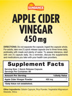 Sundance Apple Cider Vinegar Capsules 450mg - 60 Count - image 2