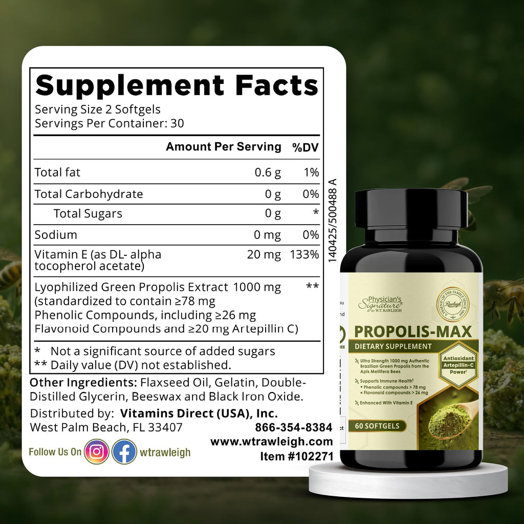 Rawleigh Brazilian Green Propolis Extract 1000mg - 60 Softgels - image 6