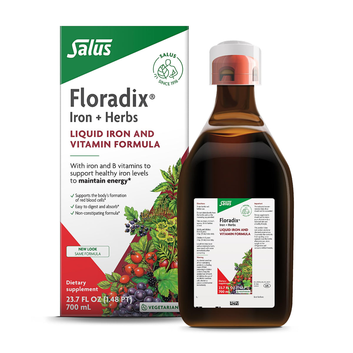 Floradix Iron & Herbs Liquid Iron Supplement - 23.7 fl oz