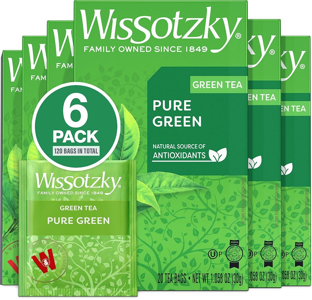 Wissotzky Pure Green Tea - 120 Tea Bags (6 Pack)
