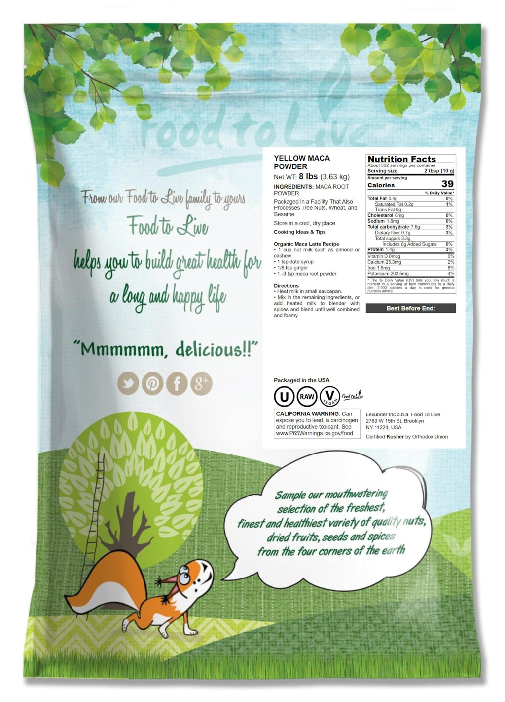 Food to Live Yellow Maca Powder