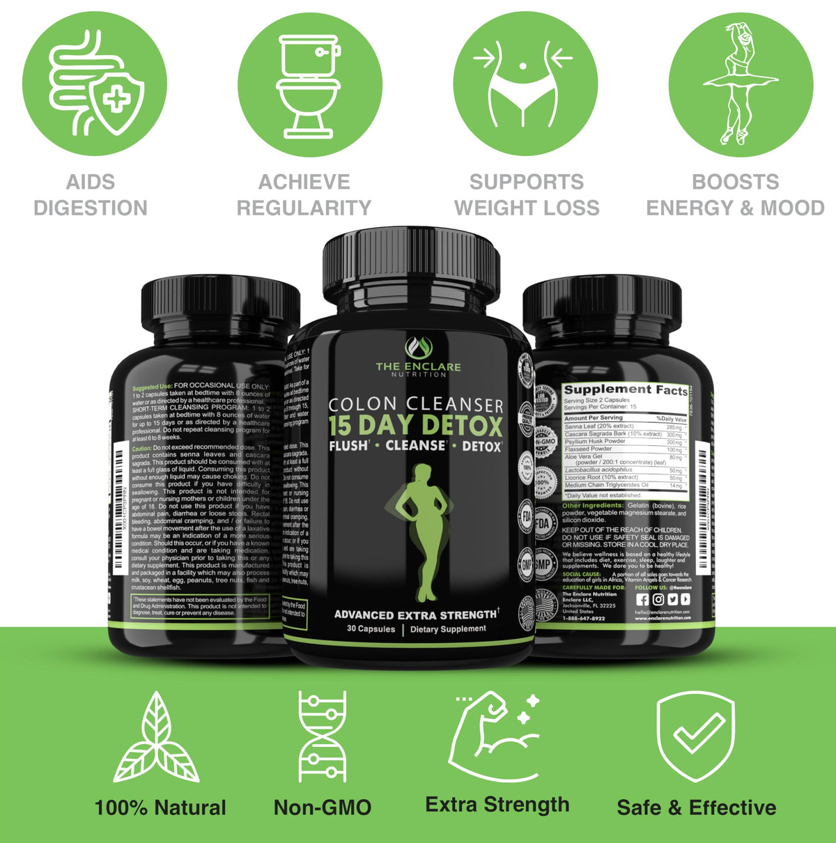 THE ENCLARE NUTRITION Colon Cleanse 15 Day Gut Cleanse - 30 Capsules - image 6