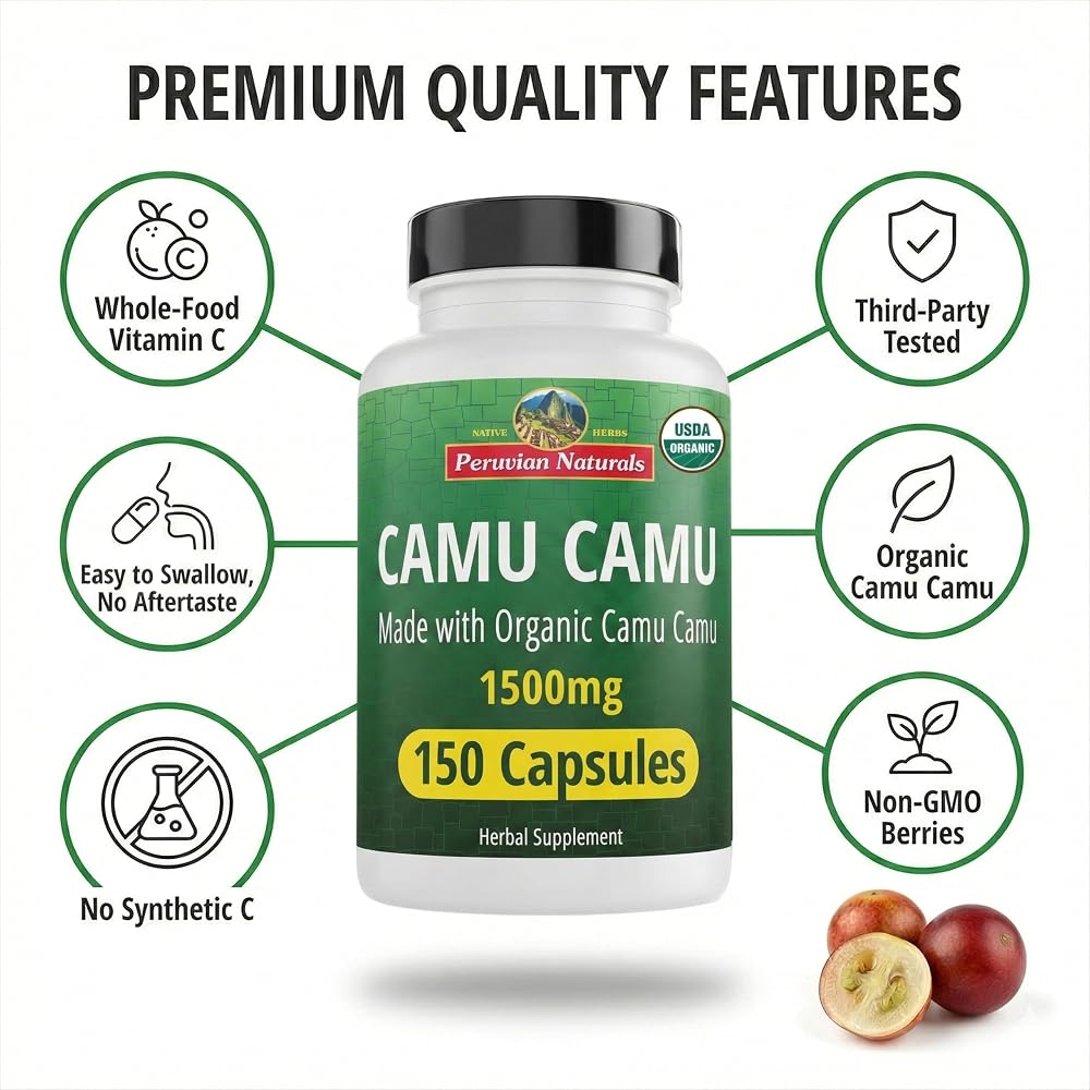 Peruvian Naturals Organic Vitamin C from Camu Camu - 150 Capsules - image 4