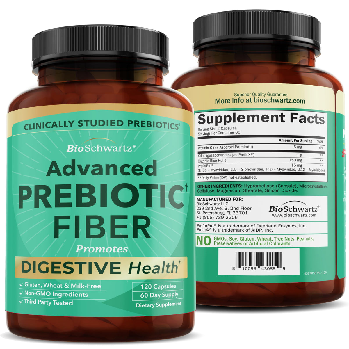 BioSchwartz Advanced Prebiotics Gut Health Supplement - 120 Capsules - image 7