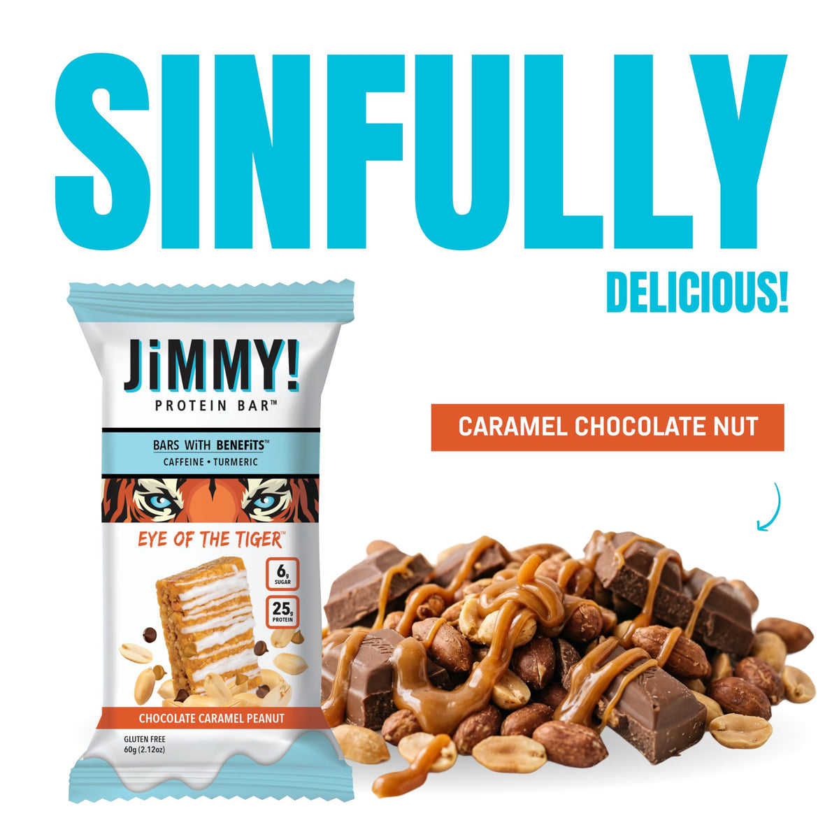 JIMMYBAR Eye Of The Tiger Caramel Chocolate Peanut Protein Bars - 12 Count - image 5
