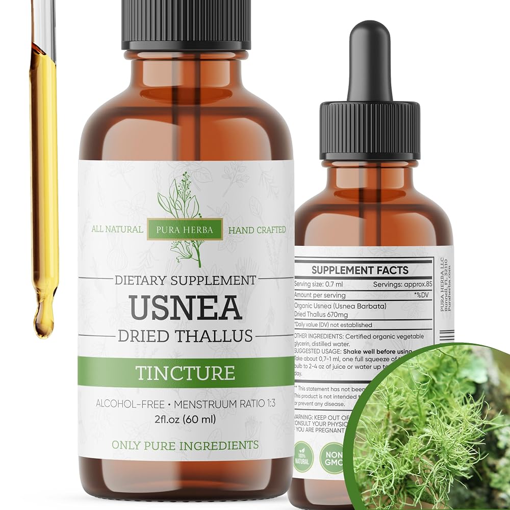 Pura Herba Organic Usnea Liquid Drops Immune Support - 2 Fl Oz
