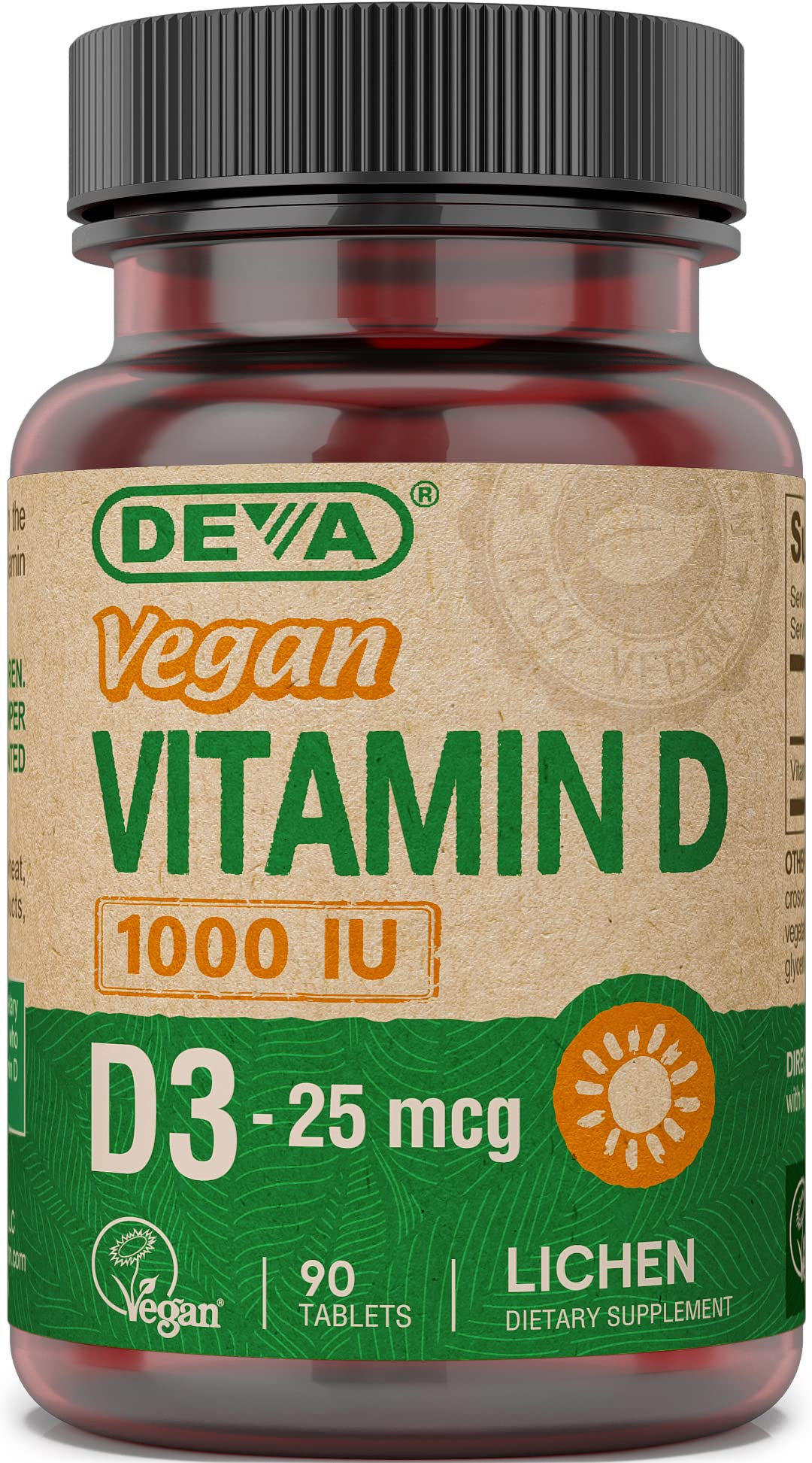 DEVA Vegan Vitamin D3 1000 IU Supplement - 90 Tablets