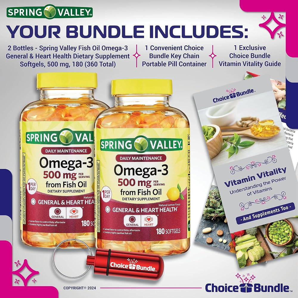 Choice Bundle Spring Valley Fish Oil Omega 3 Fatty Acid Supplement