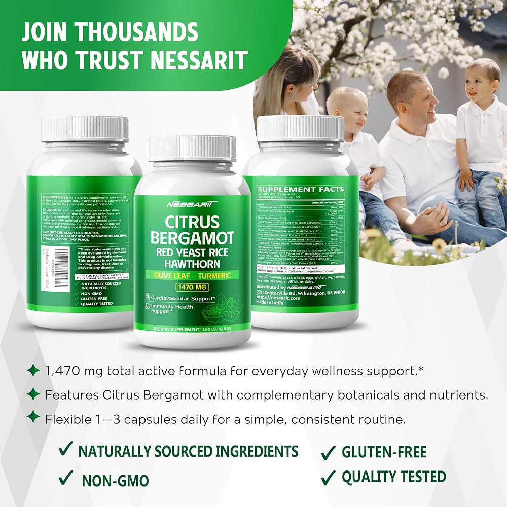 Nessarit Citrus Bergamot 1470mg with Red Yeast Rice - 150 Capsules - image 9