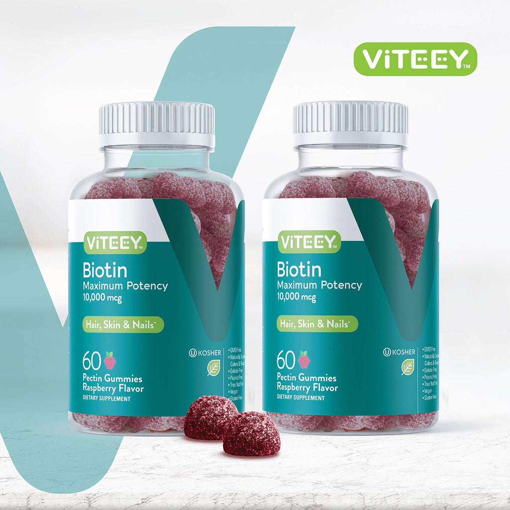 Viteey Biotin Gummies 10,000mcg - Highest Potency Vitamin B7 & H