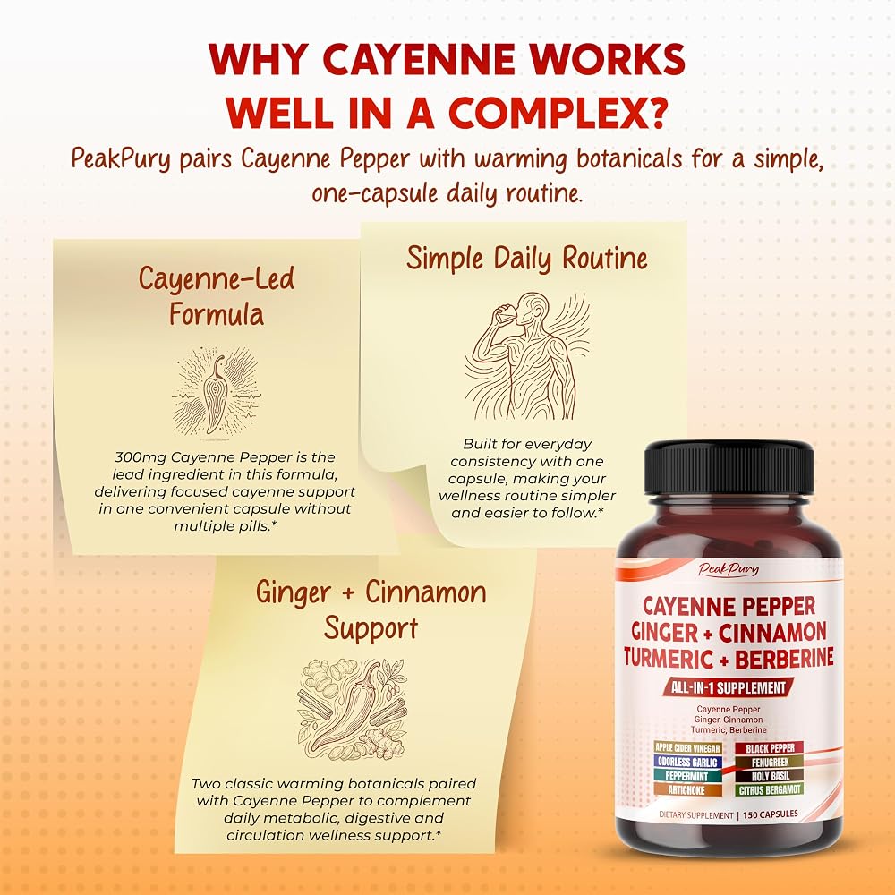 PEAKPURY Cayenne Pepper 13-Ingredient Blend with Ginger Root - 150 Capsules - image 3