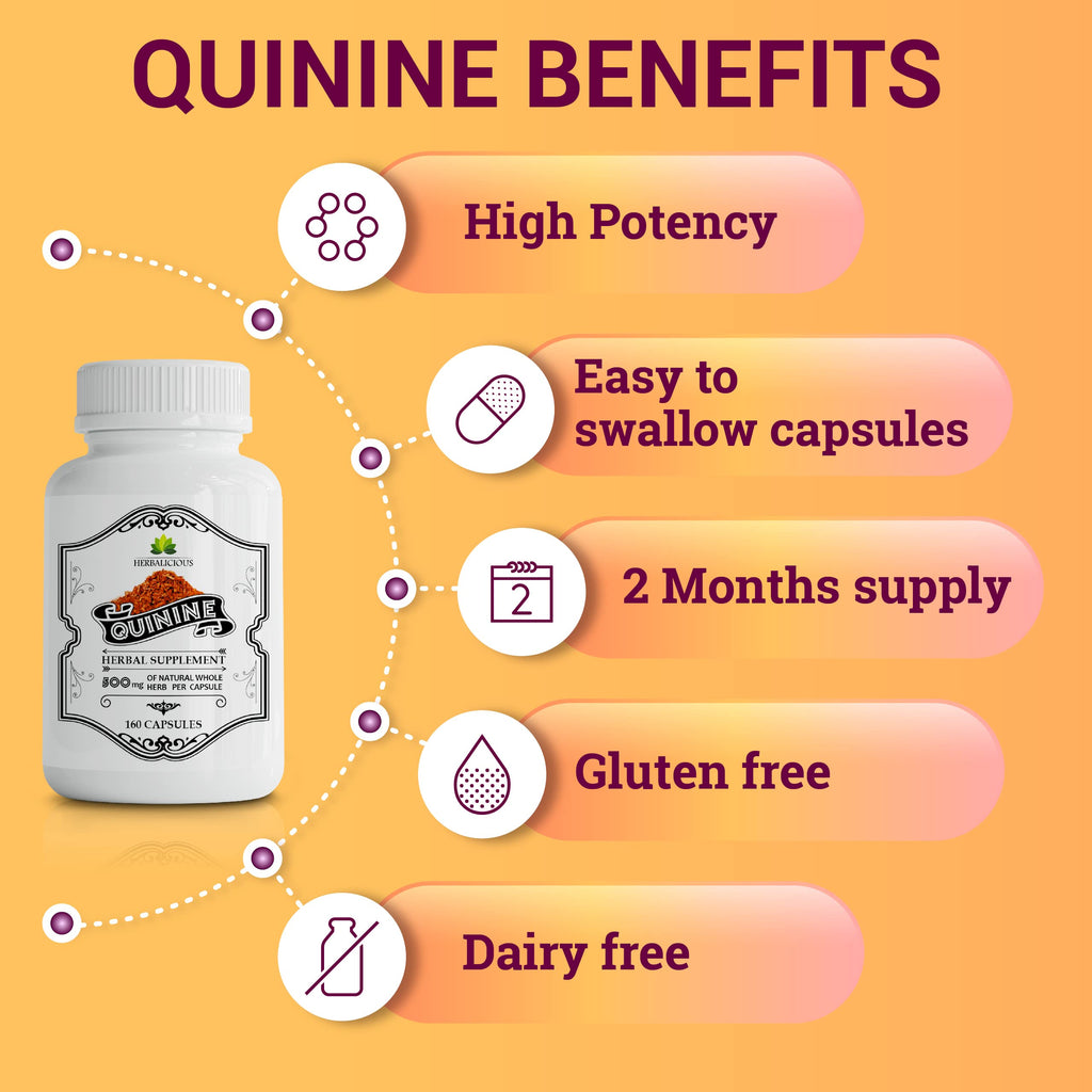HERBALICIOUS Quinine Capsules Cinchona 500mg - 160 Capsules - image 5
