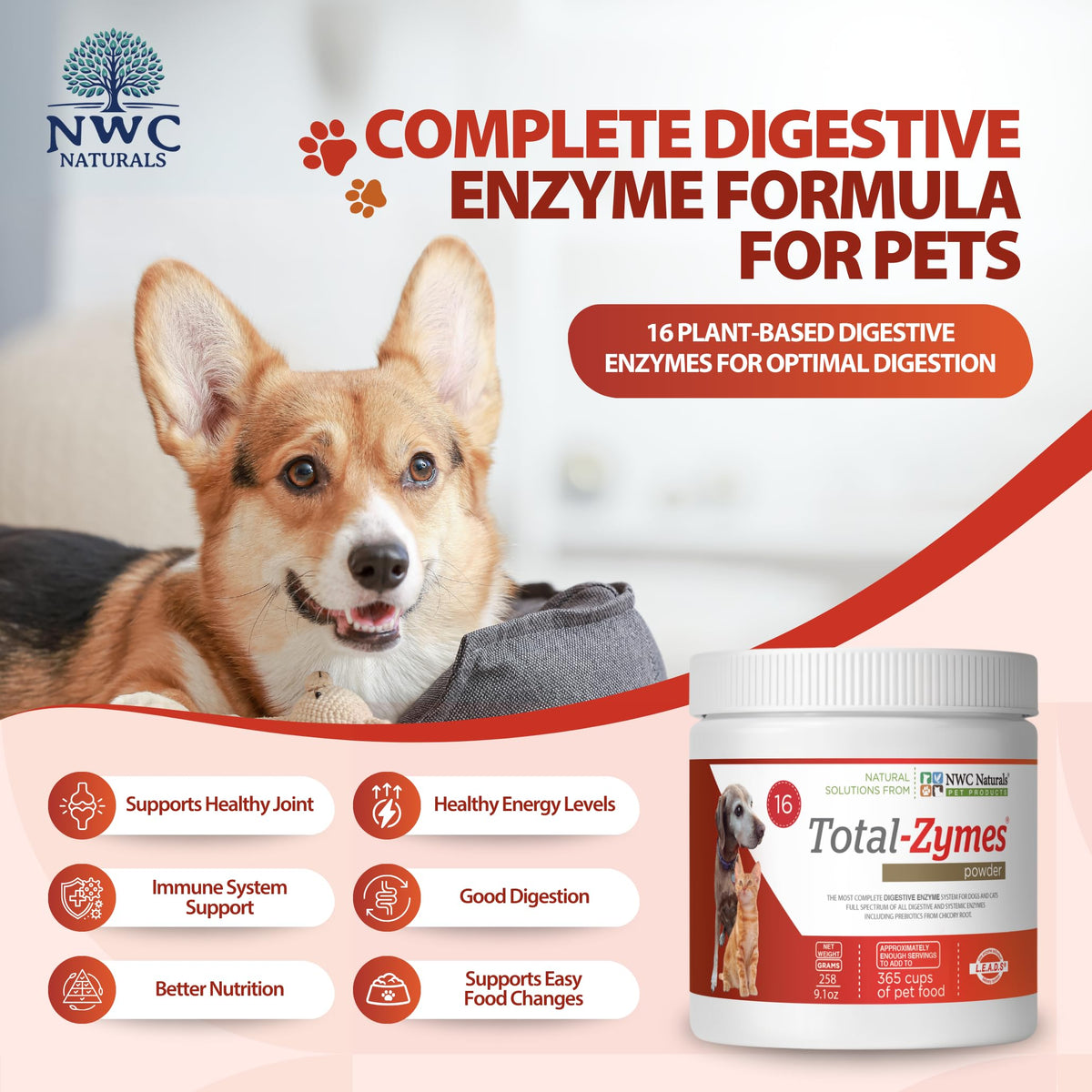 NWC Naturals Total-Zymes Digestive Enzymes for Dogs and Cats - 8 oz - image 2