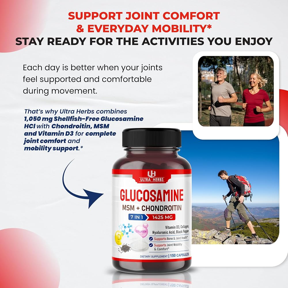 Ultra Herbs Glucosamine 1425 mg with Chondroitin & MSM - 150 Capsules - image 2