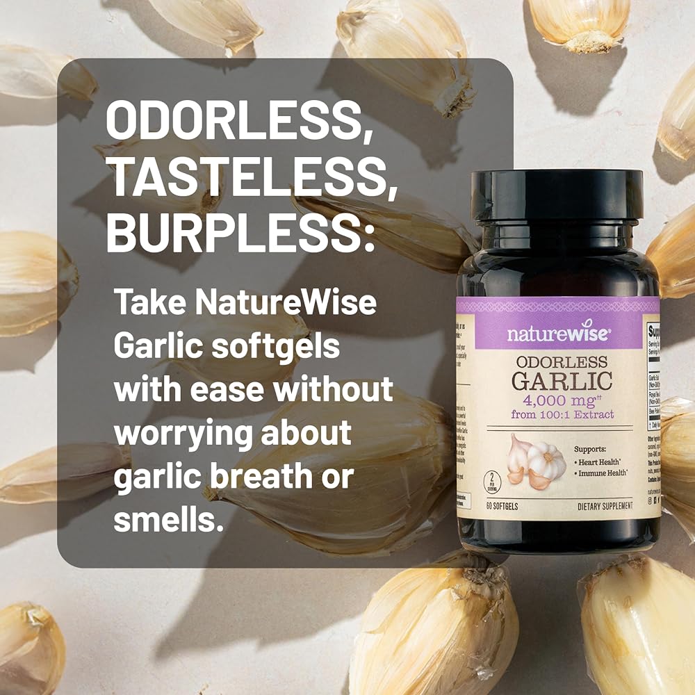 NatureWise Odorless Garlic Supplement 4000mg - Ultra Potent 100:1