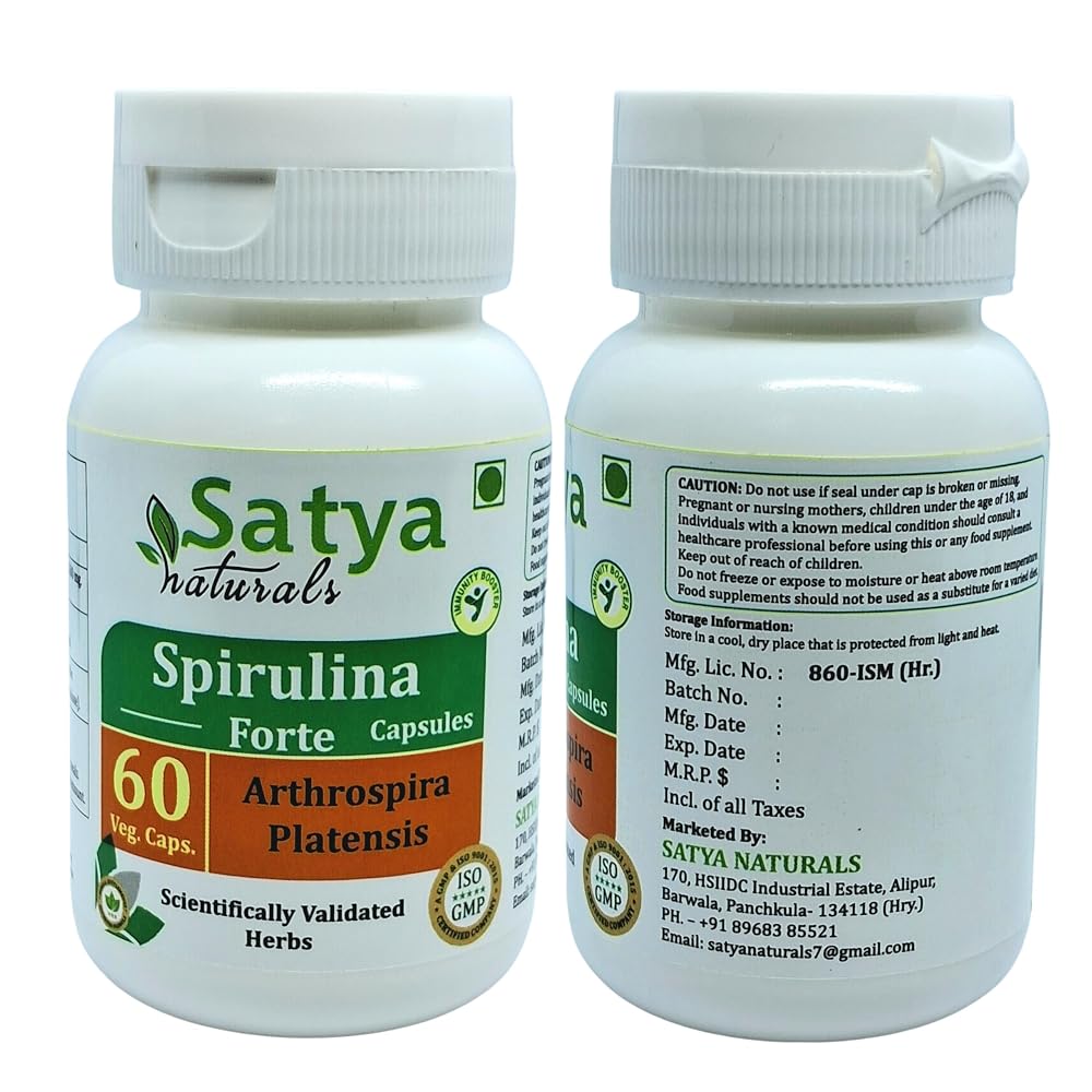 Satya Naturals Spirulina Forte Capsules 500 mg. 60 Veg. Capsule