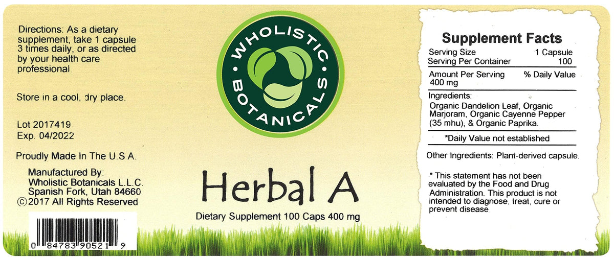 Wholistic Botanicals Herbal A Caps - 100 Capsules - image 5