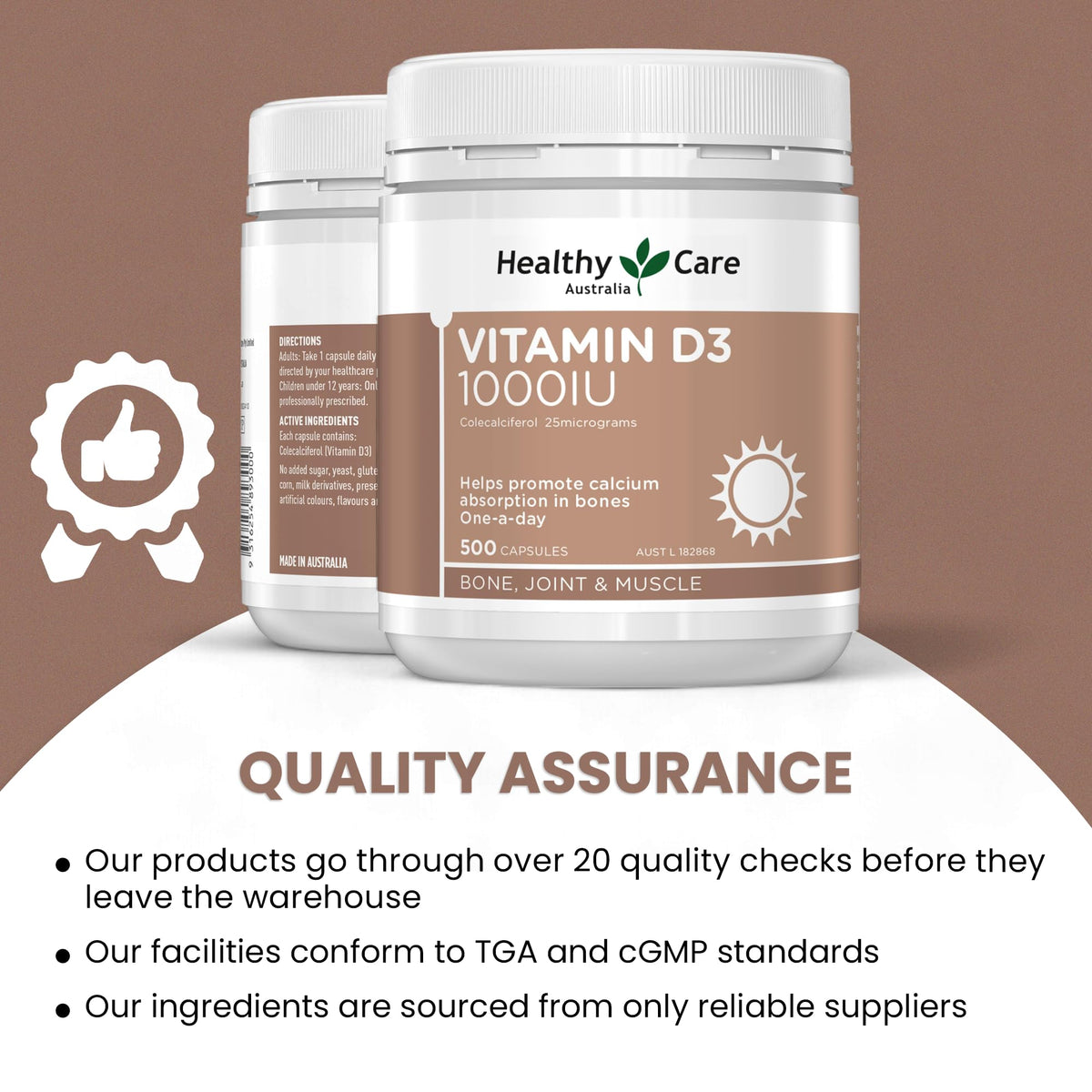 Healthy Care Vitamin D3 1000 IU - 500 Capsules - image 7