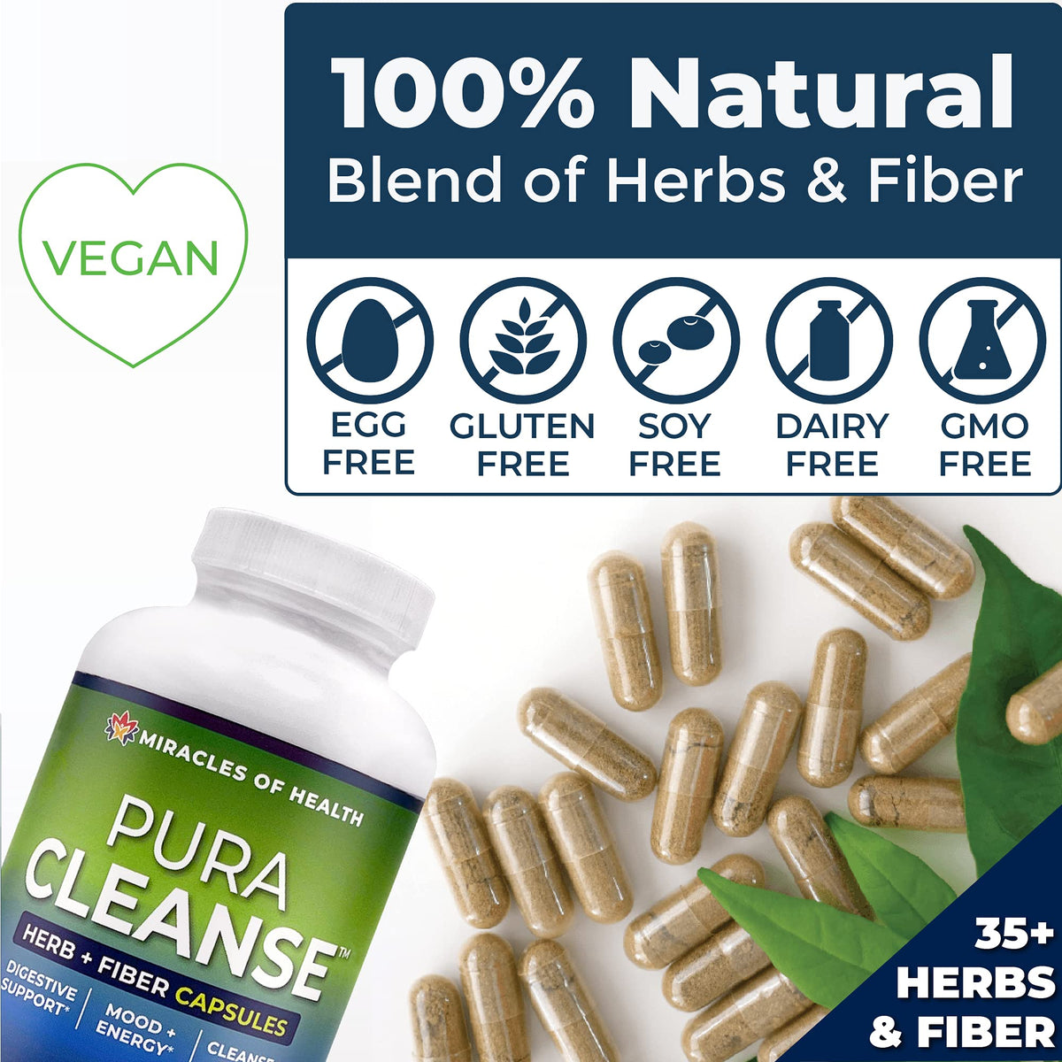 Miracles of Health Pura Cleanse Fiber Capsules - 180 Count - image 4