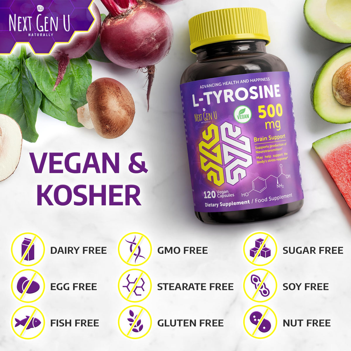 NGU Next Gen U L-Tyrosine 500 mg - 120 Vegetarian Capsules - image 5