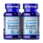 Puritan's Pride Biotin 10,000mcg for Hair, Skin & Nails - 100 Softgels