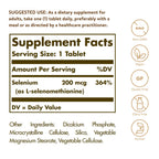Solgar Yeast-Free Selenium 200 mcg Tablets