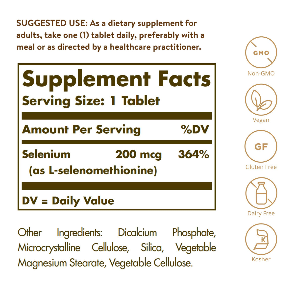 Solgar Yeast-Free Selenium 200 mcg Tablets