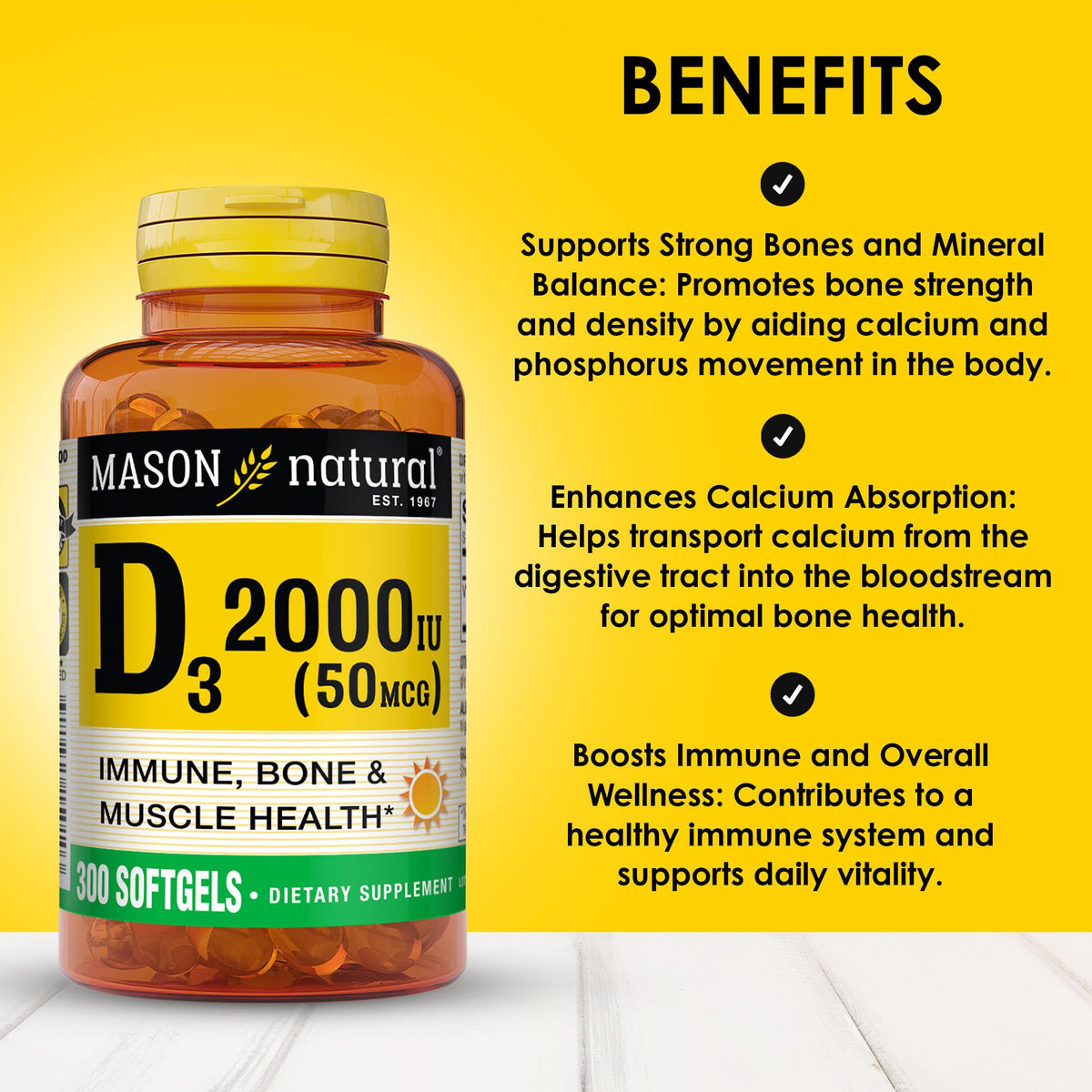 MASON NATURAL Vitamin D3, Bone & Muscle Support