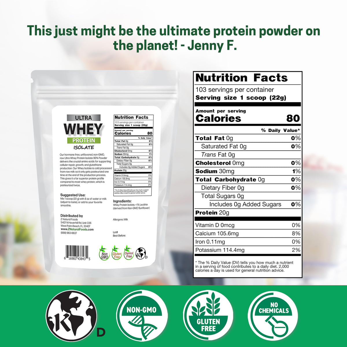 Z Natural Foods Ultra Whey Protein Isolate - 5 lb - image 2