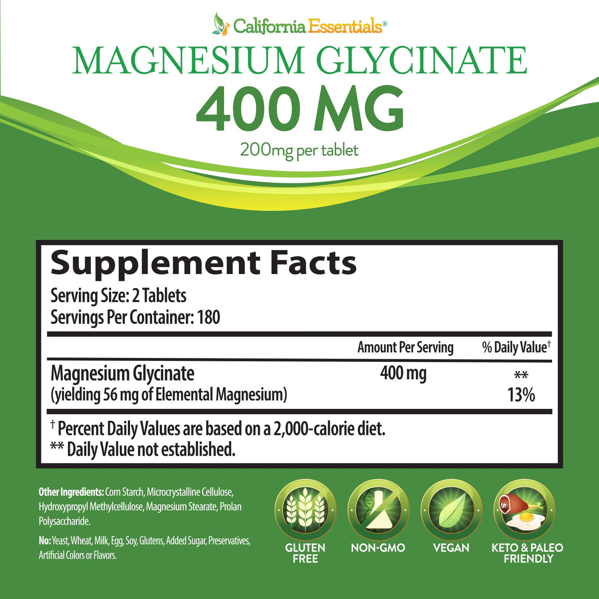California Essentials Magnesium Glycinate 400 - 360 Tablets - image 5