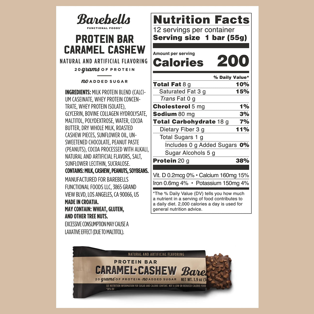 Barebells Protein Bars Caramel Cashew 20g - 12 Count Pack of 2 - image 2