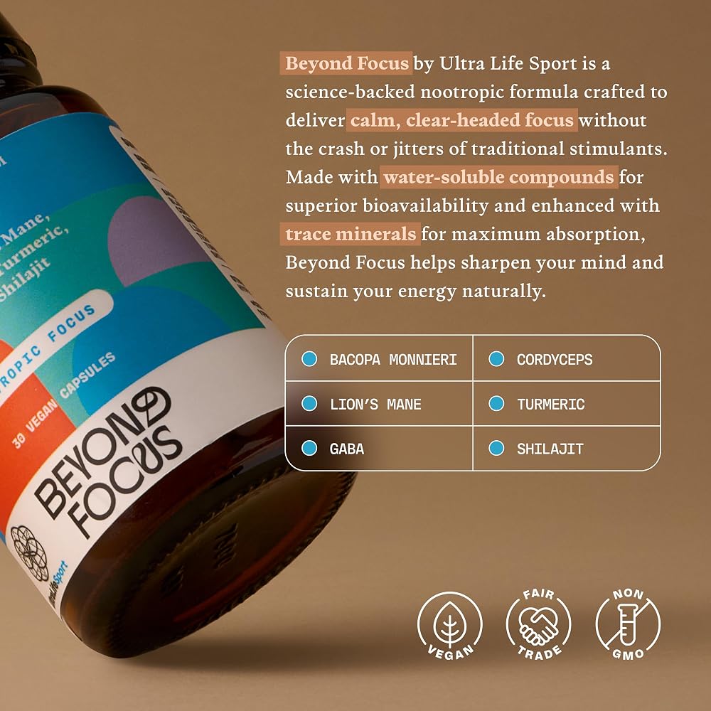 Ultra Life Sport Beyond Focus Organic Mushroom Supplement - 30 Capsules - image 5